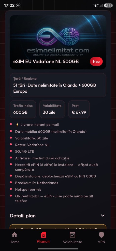 Planuri — Vodafone NL 600GB